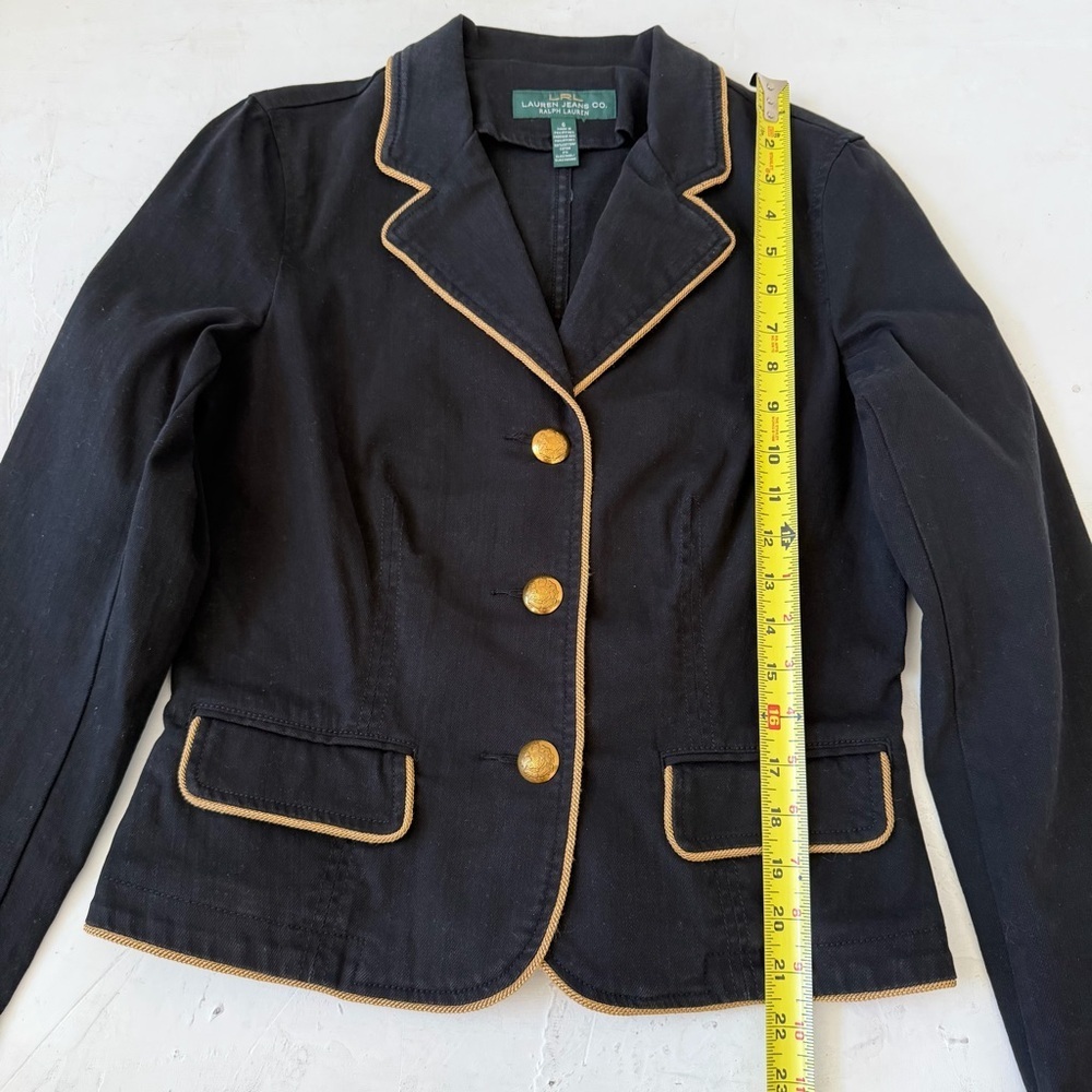 Lauren Ralph Lauren Women's Black Y2K Jean Jacket with Gold Buttons Size 6 - Picture 9 of 9